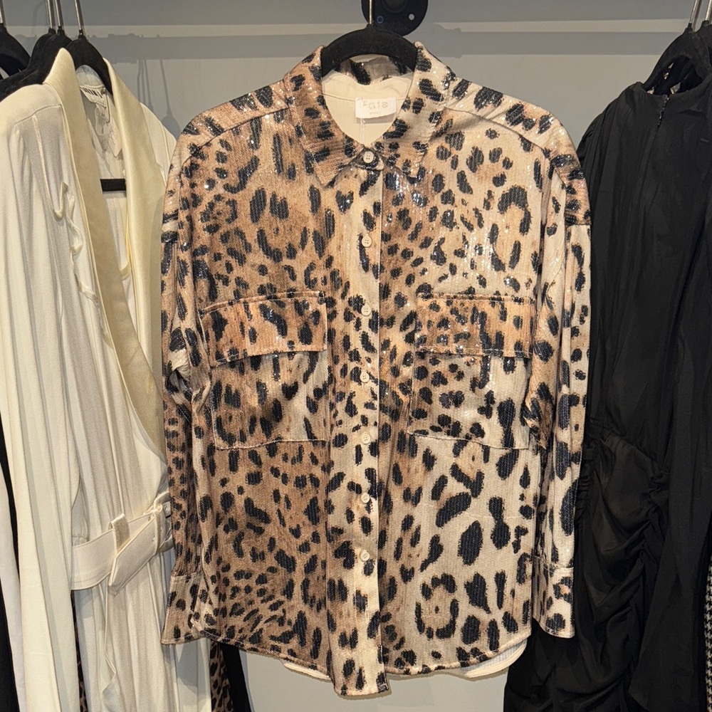 Fate Full Sequin Leopard Print Women's B/u or Jacket- NWT